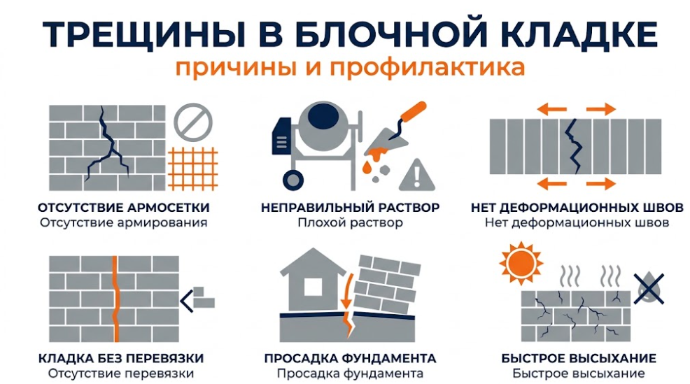 Трещины в блочной кладке